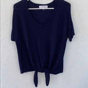 Anthropologie Blue tie front shirt